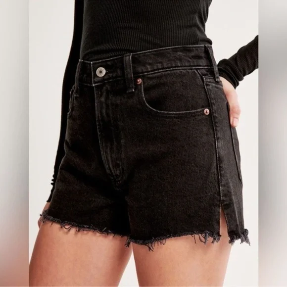 Abercrombie & Fitch Black High Waist Women Shorts Size 27/4 - Picture 1 of 11
